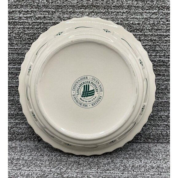 Longaberger Pottery Woven Traditions Heritage Green 10" Pie Baking Dish / Plate - Picture 2 of 9